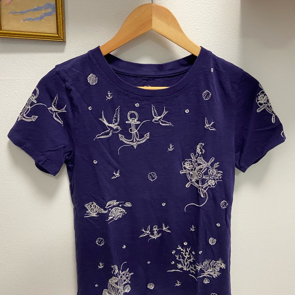 J Crew “Knit Goods” Embroidered Ocean Sailor Shirt